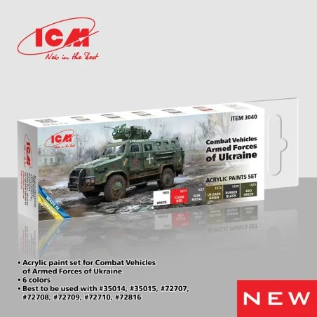 Acrylic paint set for Armed Forces of Ukraine 6 x 12 ml - ICM 3040