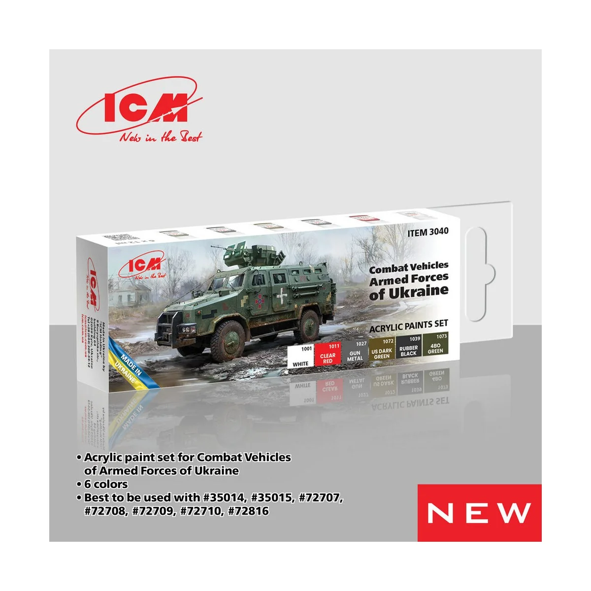 Acrylic paint set for Armed Forces of Ukraine 6 x 12 ml - ICM 3040