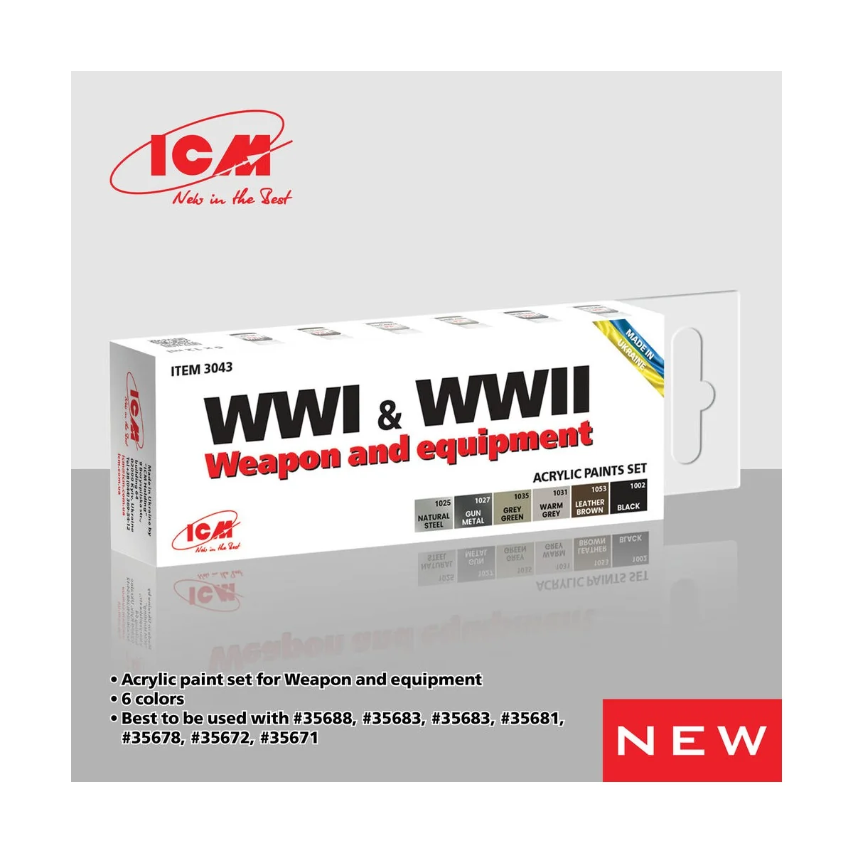 Acrylic paint set for Military outfitters 6 x 12 ml - ICM 3043