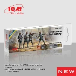 Acrylic paint set for WWI German infantry 6 x 12 ml - ICM 3044