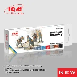 Acrylic paint set for WWI French infantry 6 x 12 ml - ICM 3045