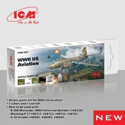 Acrylic paint set for WWII US Aviation 6 x 12 ml - ICM 3047