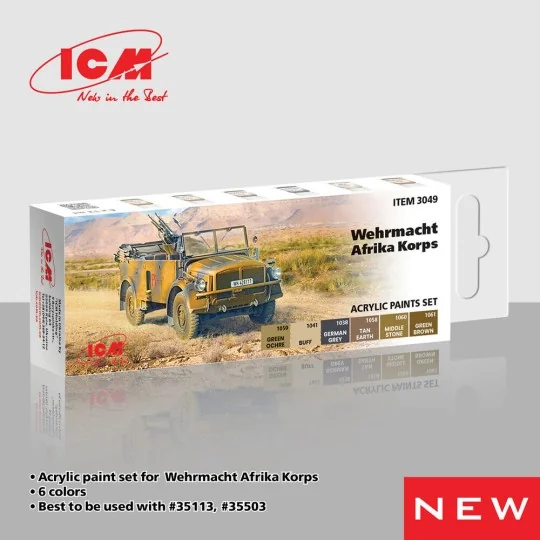 Acrylic paint set for Wehrmacht Afrika Korps 6 x 12 ml - ICM 3049