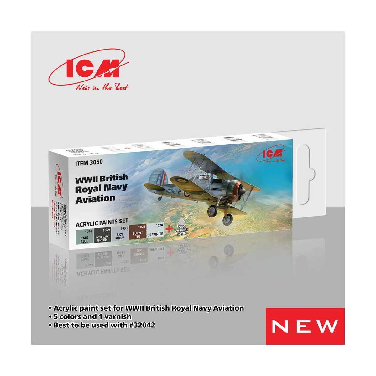 Acrylic Paint Set for WWII British Naval Aviation 6 x12 ml - ICM 3050 Acrylic Paint Set for WWII British Naval Aviation 6 x12 ml - ICM 3050