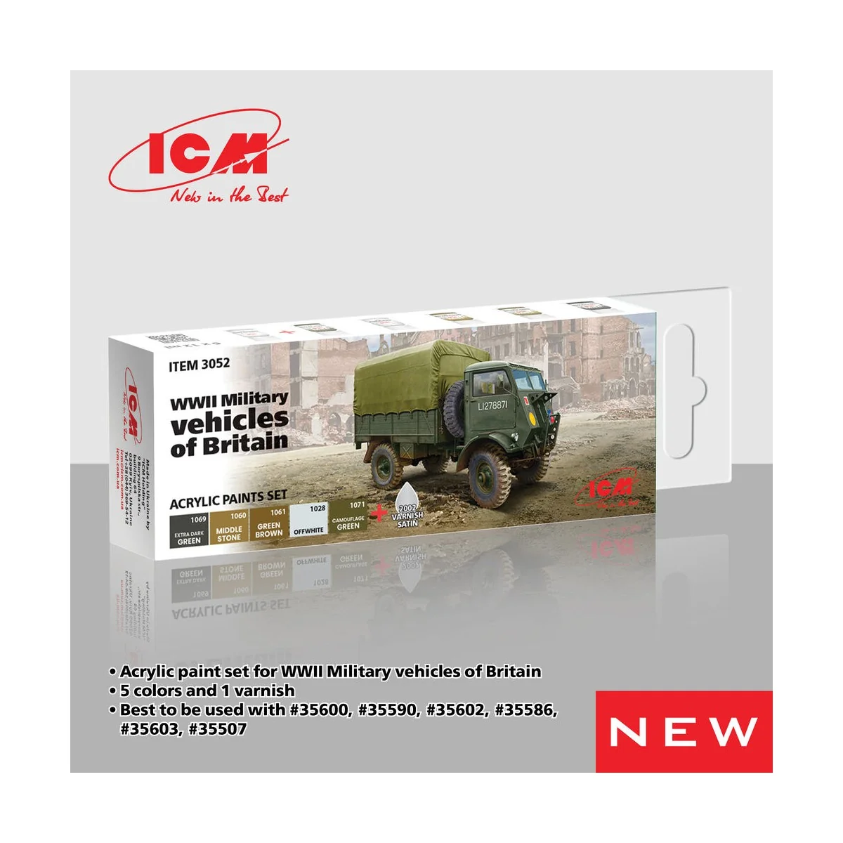 Acrylic Paint Set for WWII Military vehicles of Britain 6 x12 ml - ...