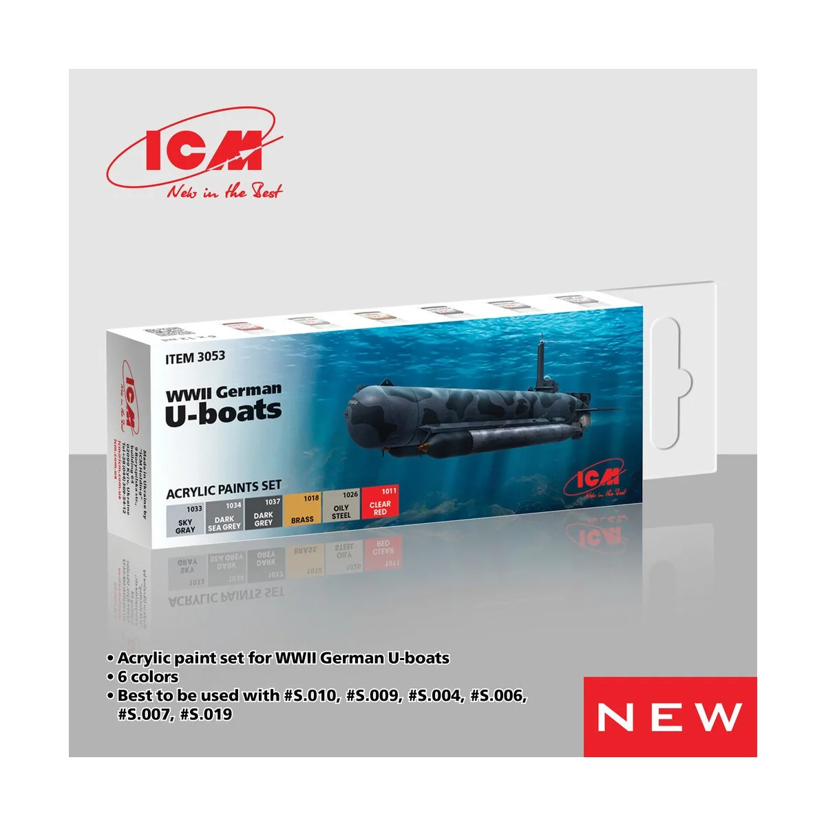 Acrylic Paint Set for WWII German U-boats 6 x12 ml - ICM 3053