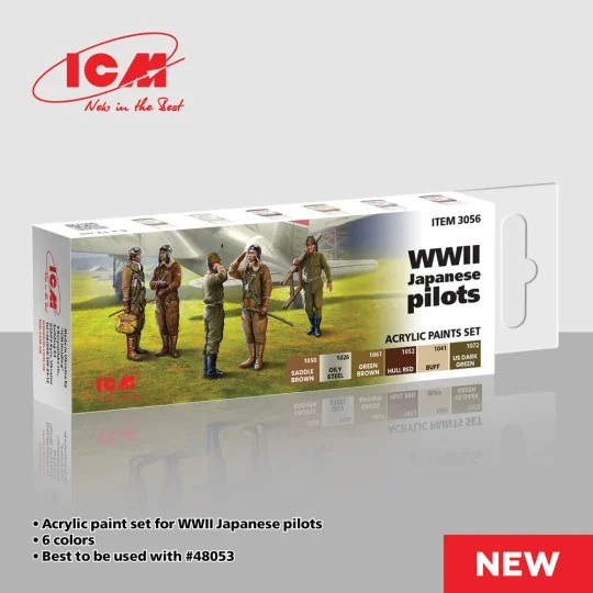 Acrylic Paint Set for WWII Japanese pilots 6 x12 ml - ICM 3056