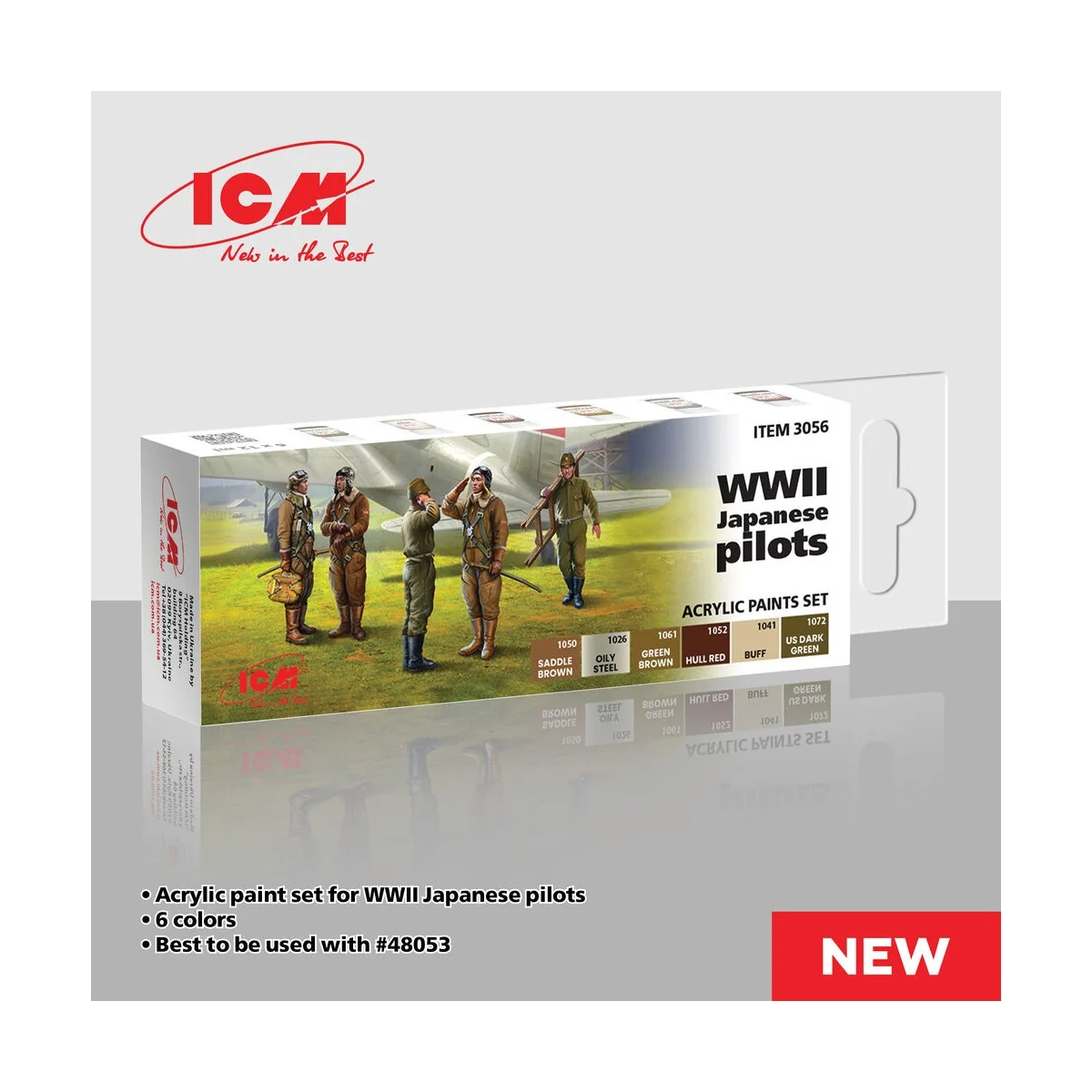 Acrylic Paint Set for WWII Japanese pilots 6 x12 ml - ICM 3056