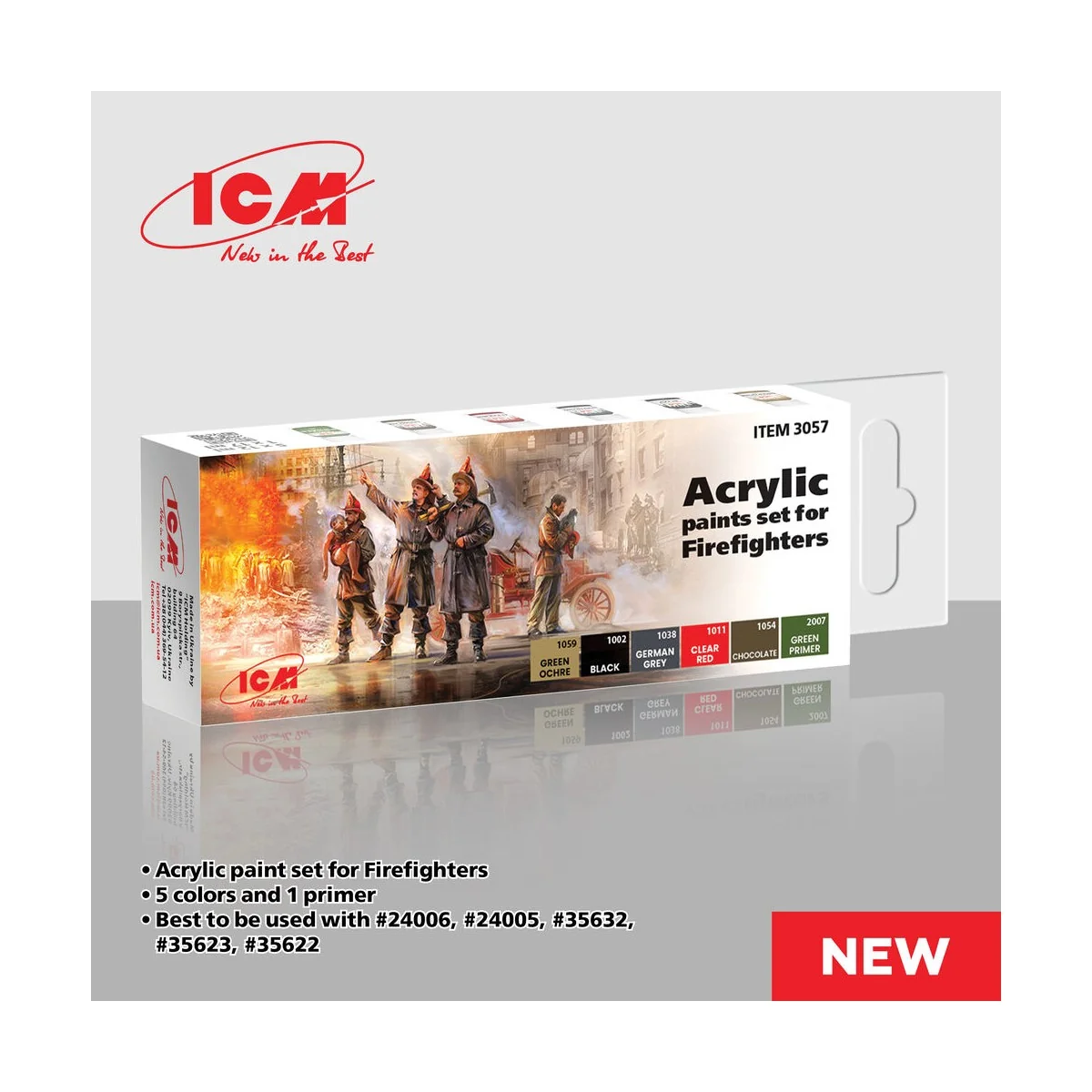 Acrylic Paint Set for Firefighters 6 x12 ml - ICM 3057