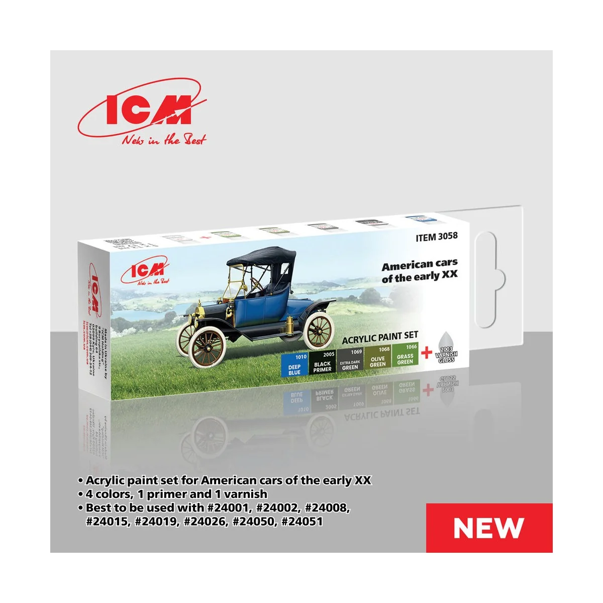 Acrylic Paint Set for American cars of the early ?? 6 x12 ml - ICM ...