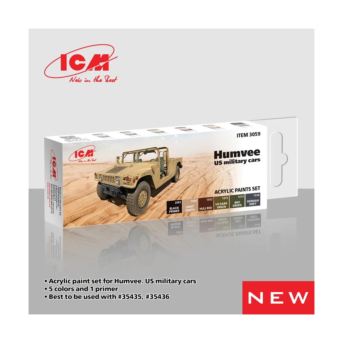 Acrylic Paint Set for Humvee. US military cars 6 x12 ml - ICM 3059