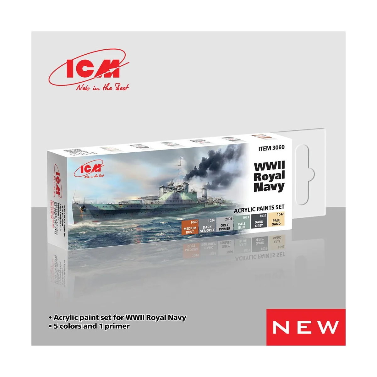 Acrylic Paint Set for WWII Royal Navy 6 x12 ml - ICM 3060