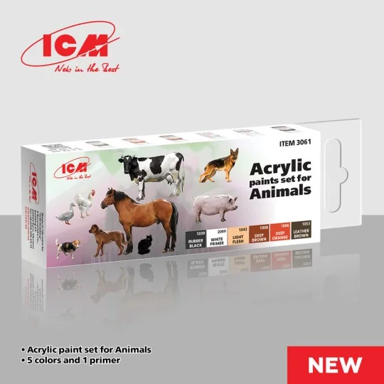 Acrylic Paint Set for Animals 6 x12 ml - ICM 3061
