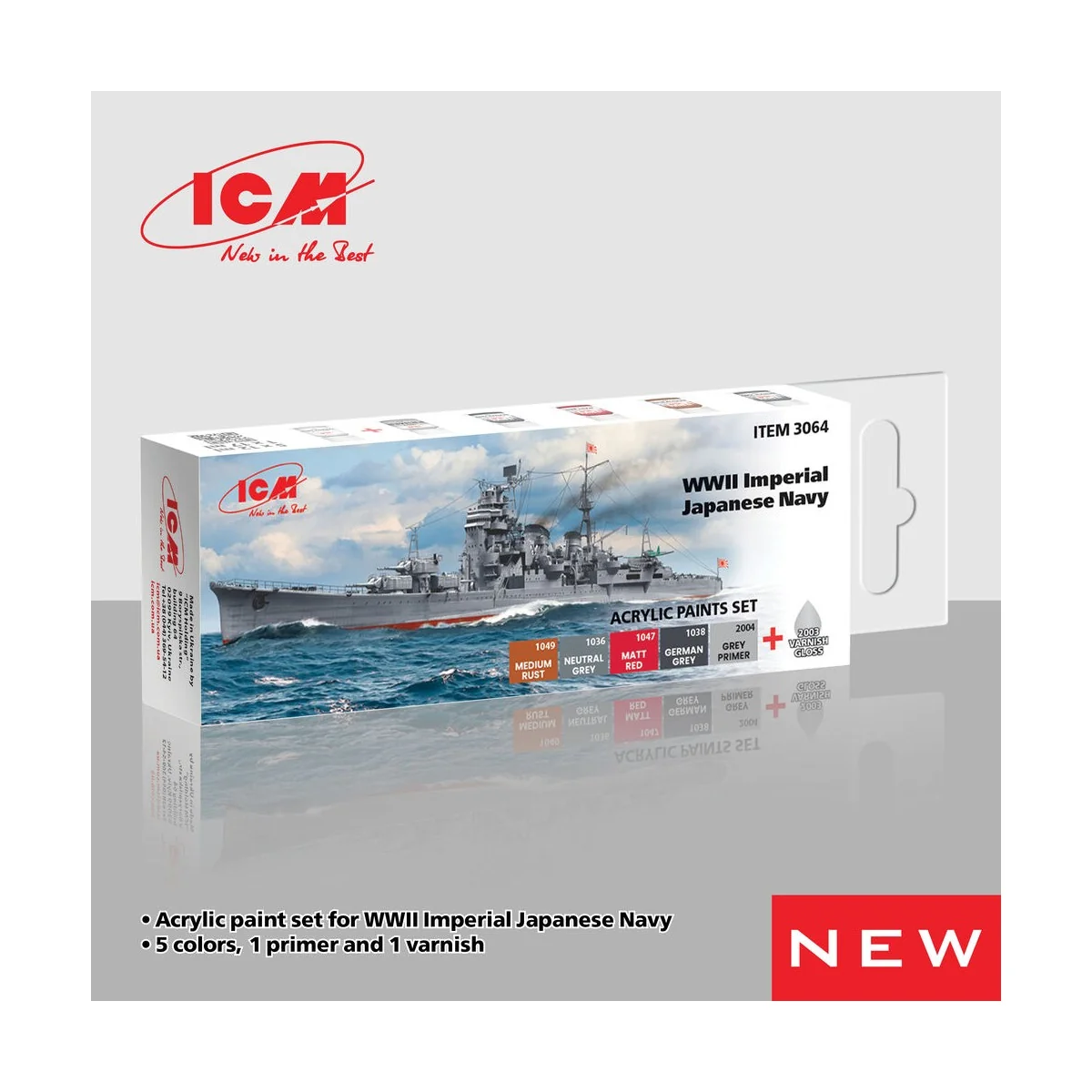 Acrylic Paint Set for WWII Imperial Japanese Navy 6 x12 ml - ICM 3064