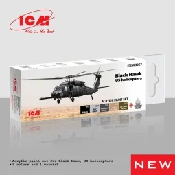 Acrylic Paint Set for Black Hawk. US helicopters 6 x12 ml - ICM 3067