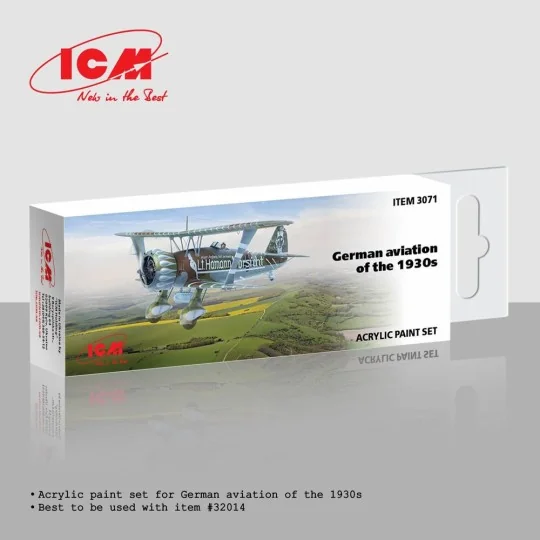 Acrylic Paint Set for German aviation of the 1930s 6 x12 ml - ICM 3071 Acrylic Paint Set for German aviation of the 1930s 6 x12 ml - ICM 3071