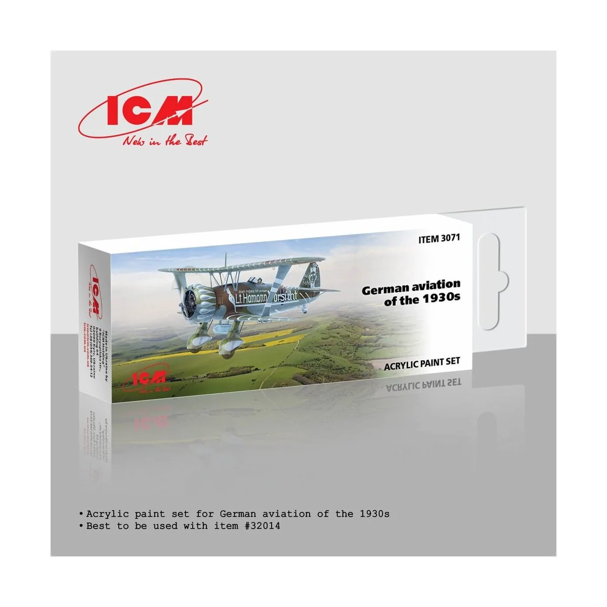 Acrylic Paint Set for German aviation of the 1930s 6 x12 ml - ICM 3071