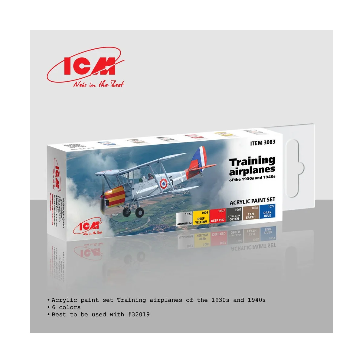 Acrylic paint set Training airplanes of the 1930s and 1940s - ICM 3083