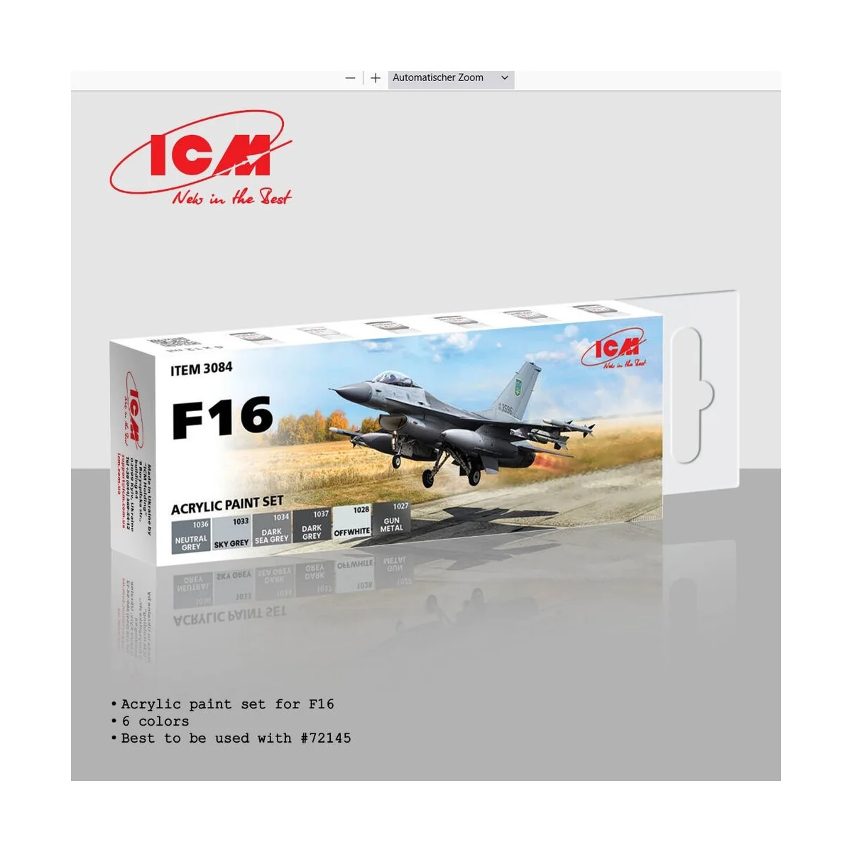 Acrylic paint set for F16 - ICM 3084