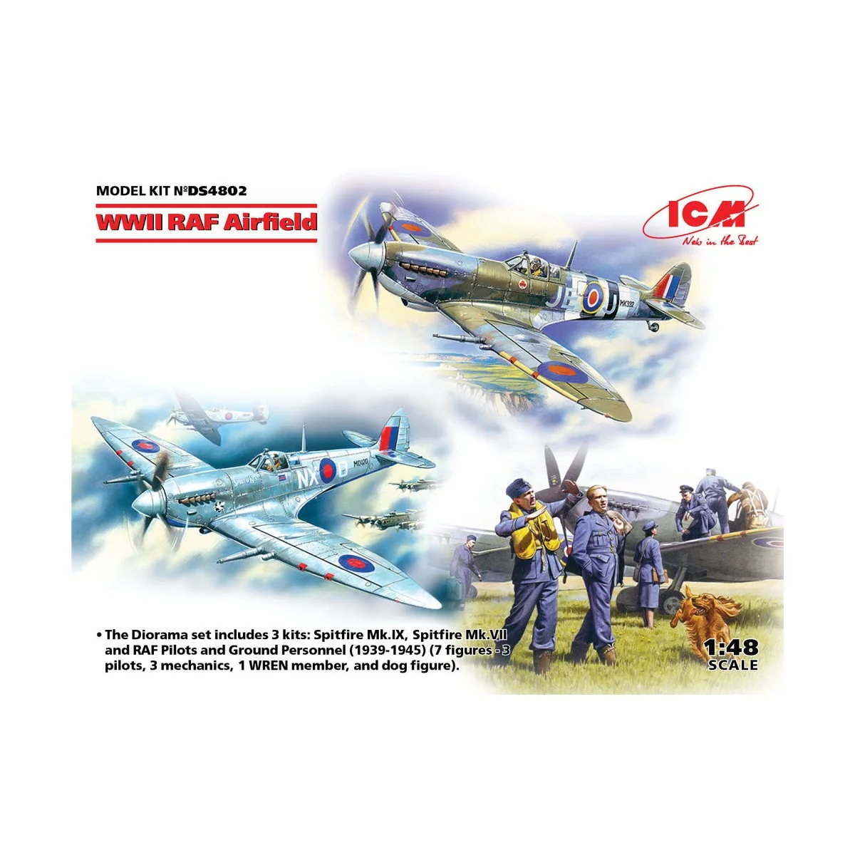 WWII RAF Airfield (Spitfire Mk.IX,Spitfire MkVII,RAF Pilots a Groun...