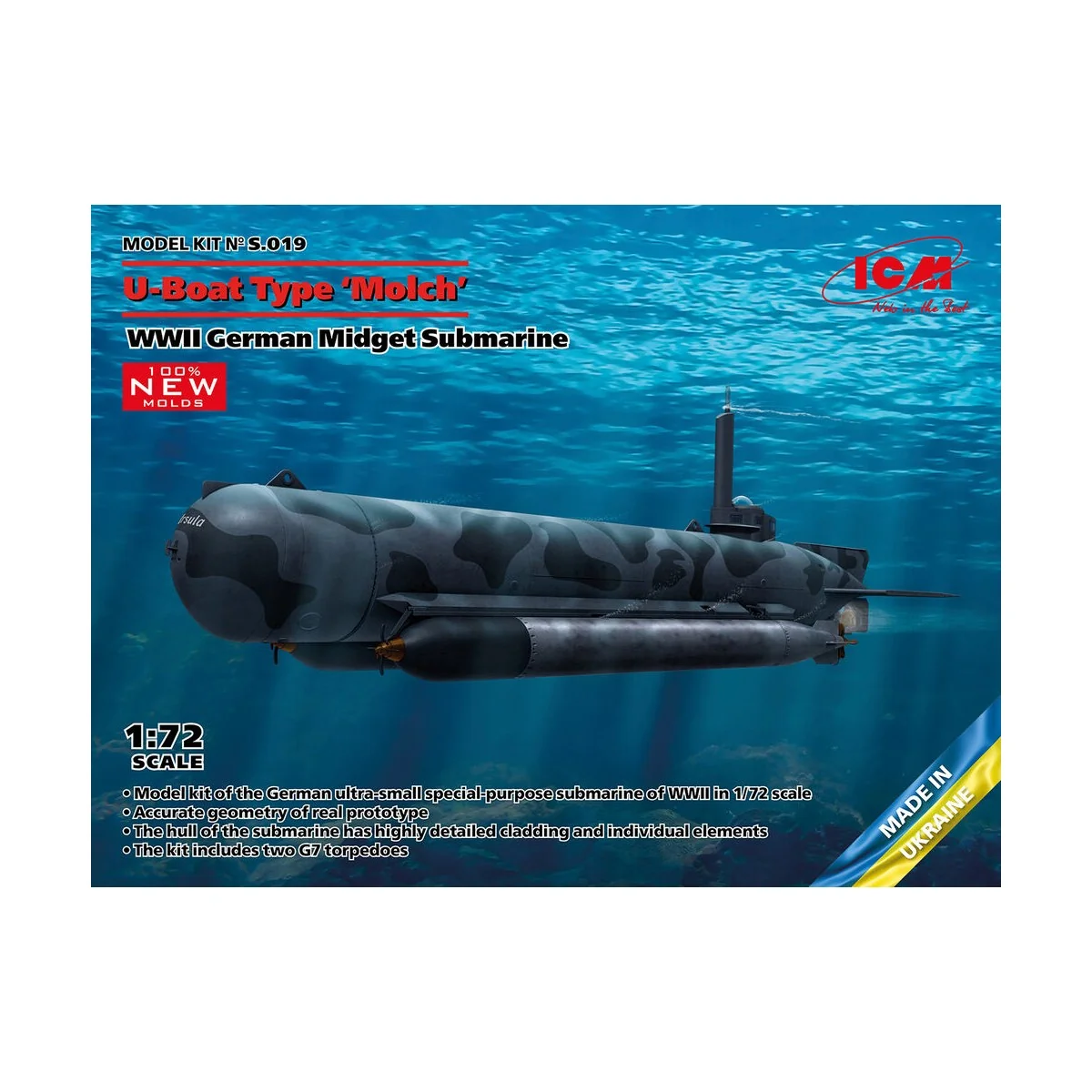 U-Boat Type Molch, WWII German Midget Submarine (100% new molds), 1...