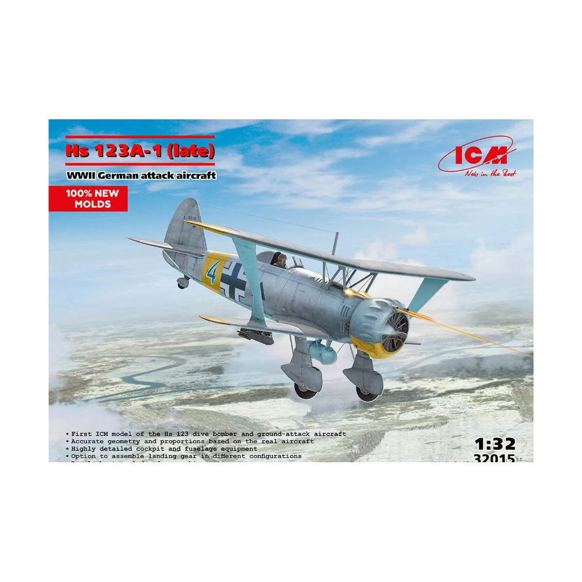 Hs 123A-1 (late), WWII German attack aircraft (100% new molds) - IC...