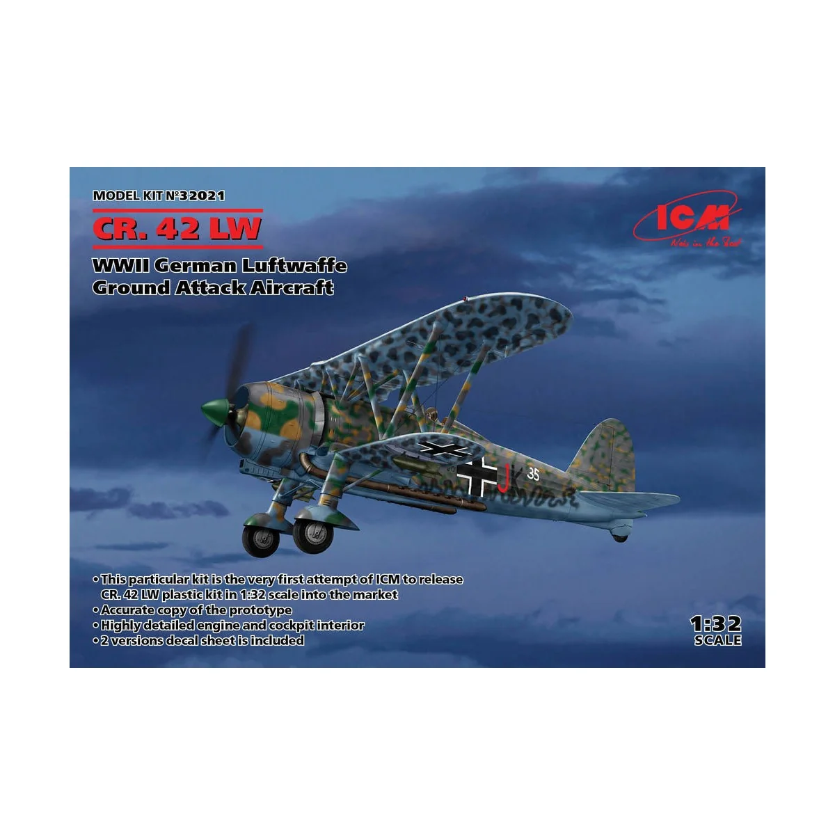 CR. 42 LW , WWII German Luftwaffe Ground Attack Aircraft - ICM 32021