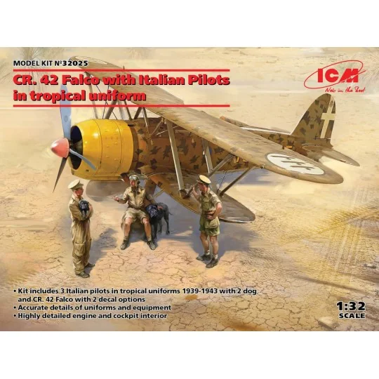 CR. 42 Falco with Italian Pilots in tropical uniform - ICM 32025