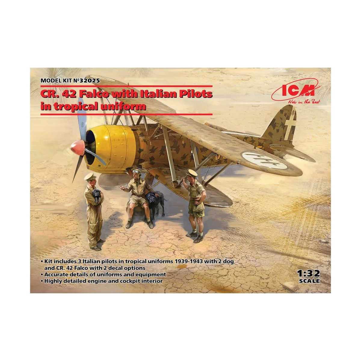 CR. 42 Falco with Italian Pilots in tropical uniform - ICM 32025