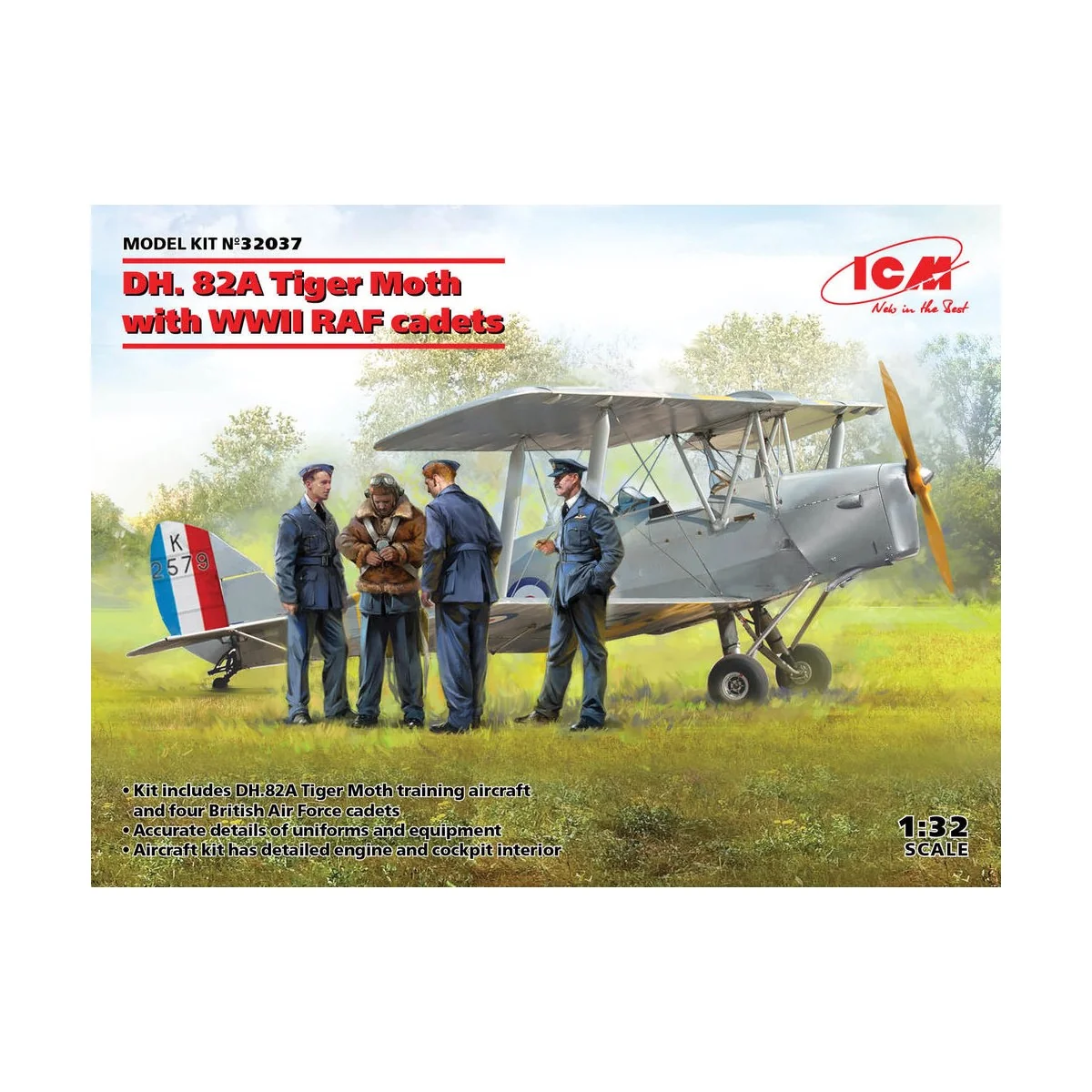DH. 82A Tiger Moth with WWII RAF cadets, 1/32 - ICM 32037