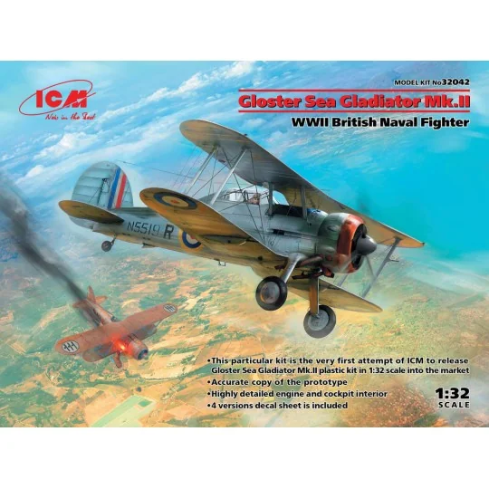 Gloster Sea Gladiator Mk.II, WWII British Naval Fighter, 1/32 - ICM... Gloster Sea Gladiator Mk.II, WWII British Naval Fighter, 1/32 - ICM...