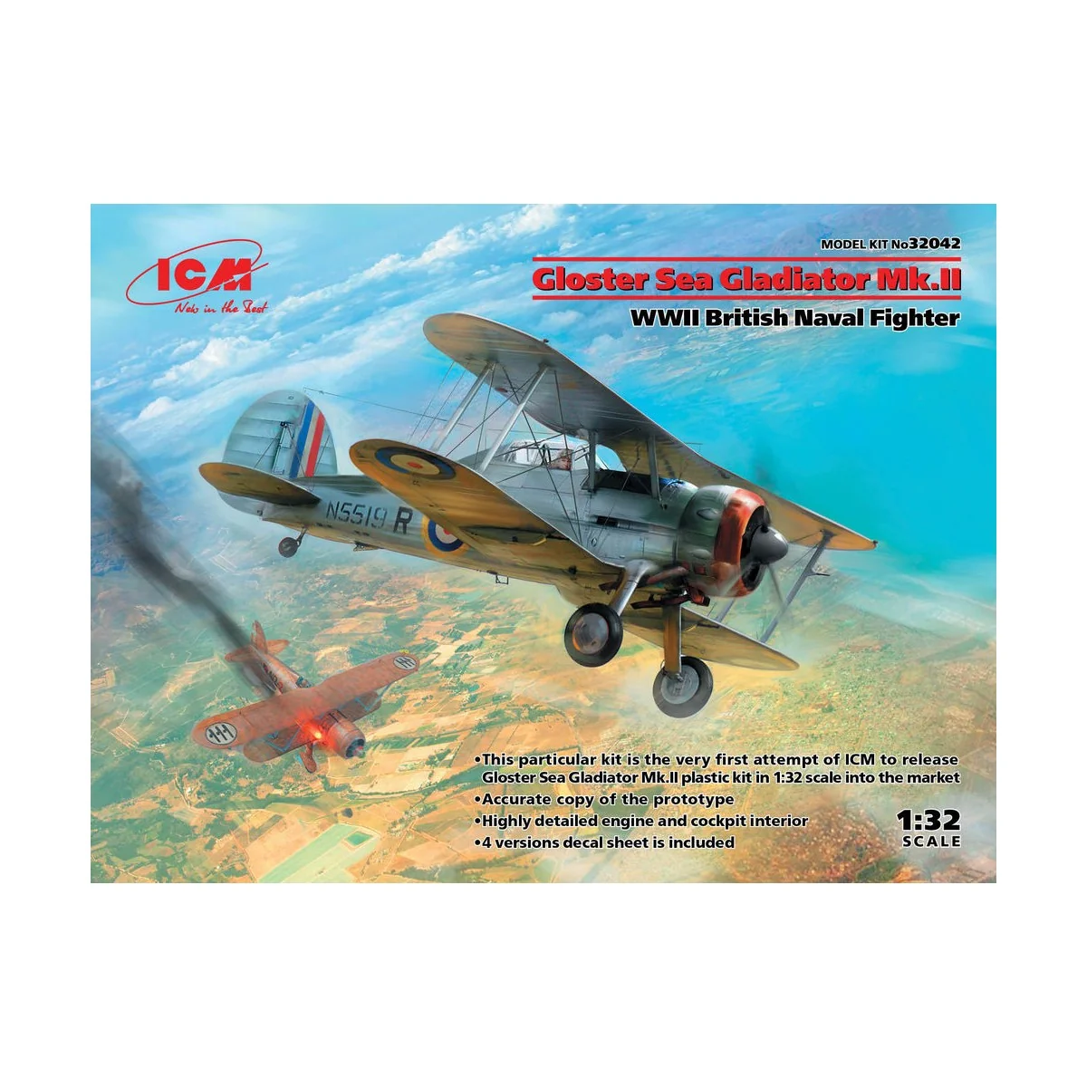 Gloster Sea Gladiator Mk.II , WWII British Naval Fighter - ICM 32042