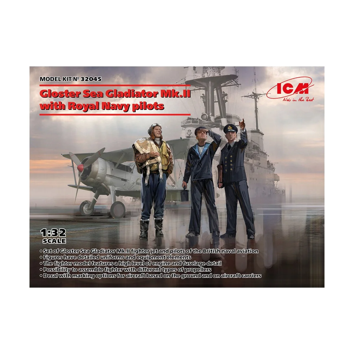 Gloster Sea Gladiator Mk.II with Royal Navy pilots, 1/32 - ICM 32045