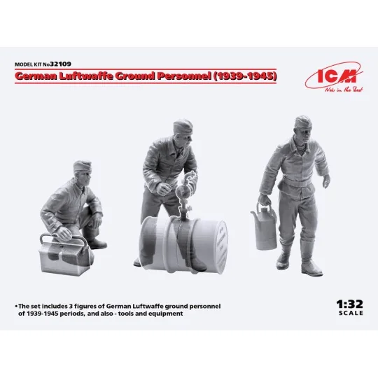 German Luftwaffe Ground Personnel(1939-1945)(3 figures), 1/32 - ICM... German Luftwaffe Ground Personnel(1939-1945)(3 figures), 1/32 - ICM...