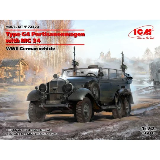 Type G4 Partisanenwagen with MG 34, WWII German vehicle, 1/72 - ICM... Type G4 Partisanenwagen with MG 34, WWII German vehicle, 1/72 - ICM...