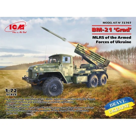 BM-21 Grad, MLRS of the Armed Forces of Ukraine, 1/72 - ICM 72707 BM-21 Grad, MLRS of the Armed Forces of Ukraine, 1/72 - ICM 72707