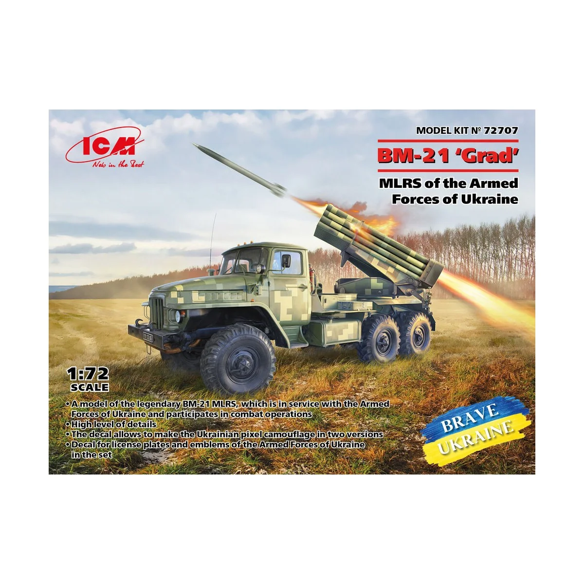 BM-21 Grad, MLRS of the Armed Forces of Ukraine, 1/72 - ICM 72707 BM-21 Grad, MLRS of the Armed Forces of Ukraine, 1/72 - ICM 72707