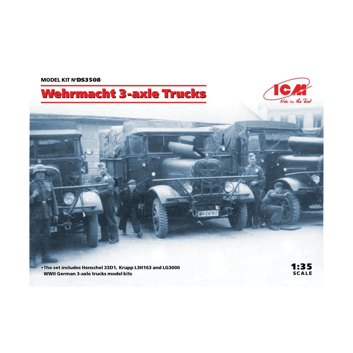 Wehrmacht 3-axle Trucks (Henschel 33D1, Krupp L3H163, LG3000) - ICM...