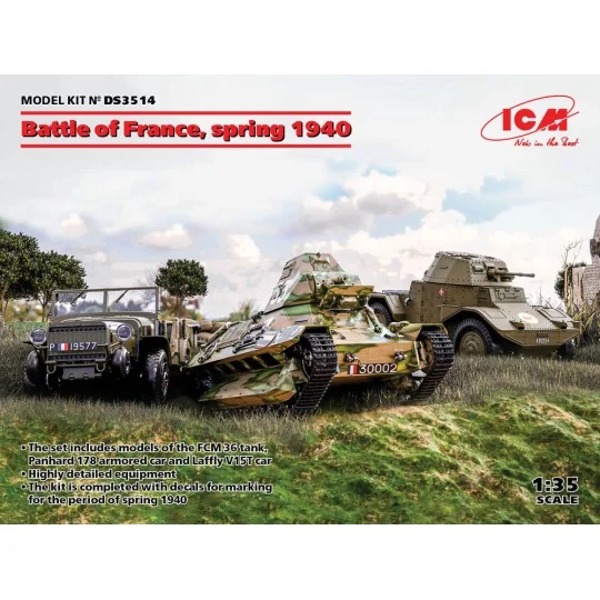 Battle of France, spring 1940 (Panhard 178 AMD-35, FCM 36, Laffly V...