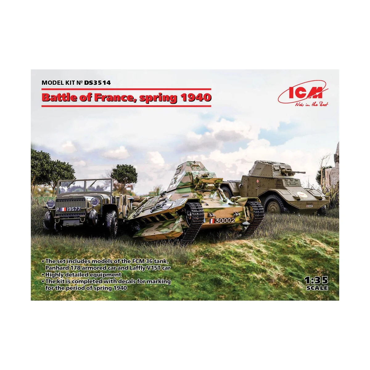 Battle of France, spring 1940 (Panhard 178 AMD-35,FCM 36,Laffly V15...