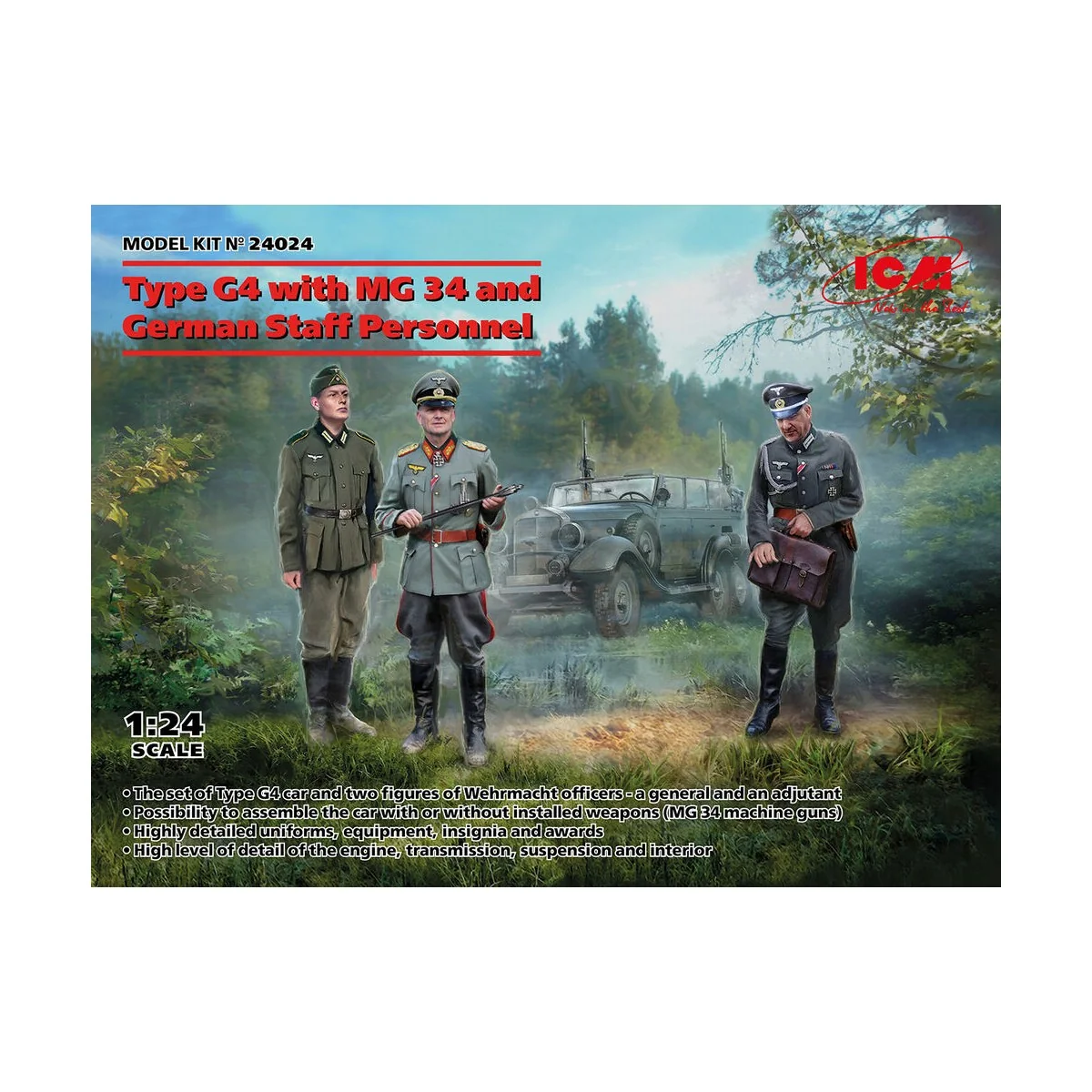 Type G4 with MG 34 and German Staff Personnel, 1/24 - ICM 24024