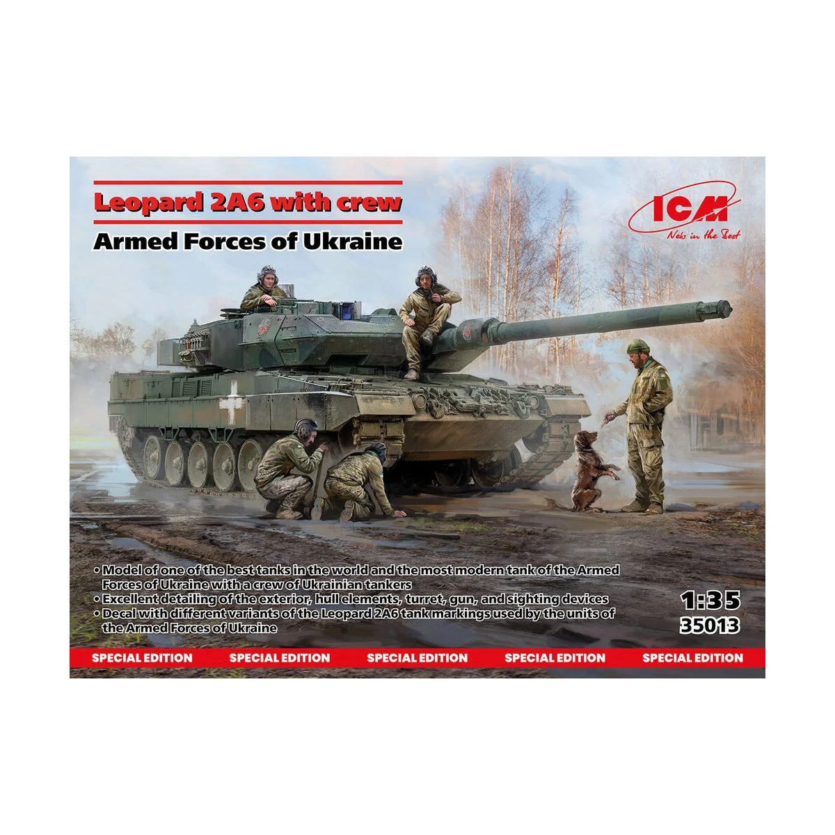 Leopard 2A6 of the Armed Forces of Ukraine with crew, 1/35 - ICM 35013 Leopard 2A6 of the Armed Forces of Ukraine with crew, 1/35 - ICM 35013