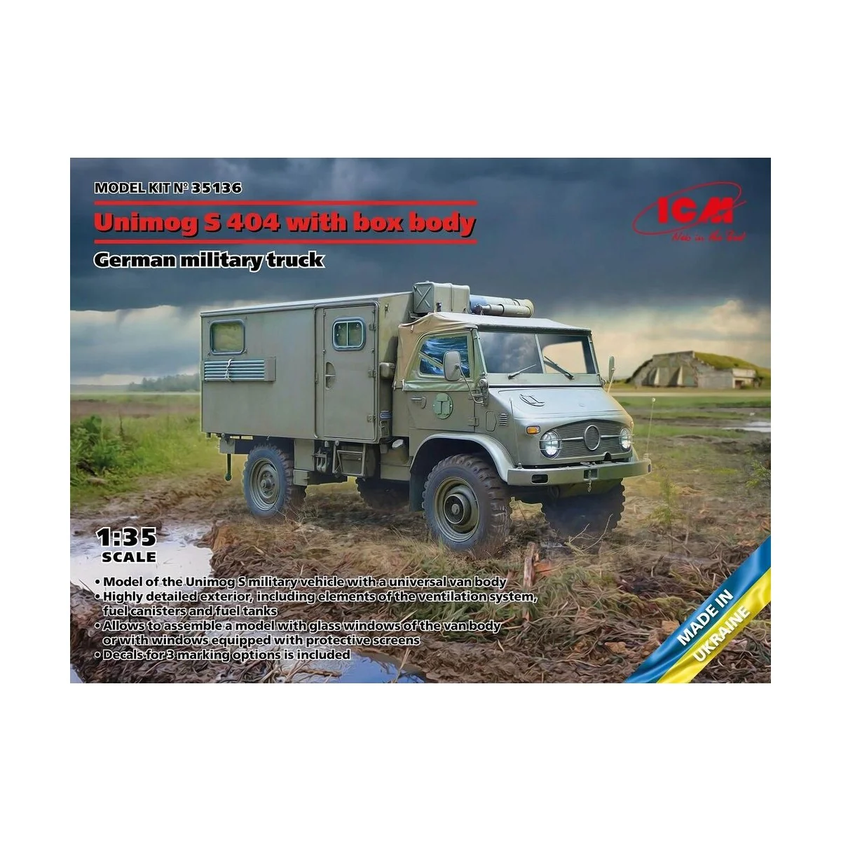 Unimog S 404 with box body, German military truck, 1/35 - ICM 35136 Unimog S 404 with box body, German military truck, 1/35 - ICM 35136