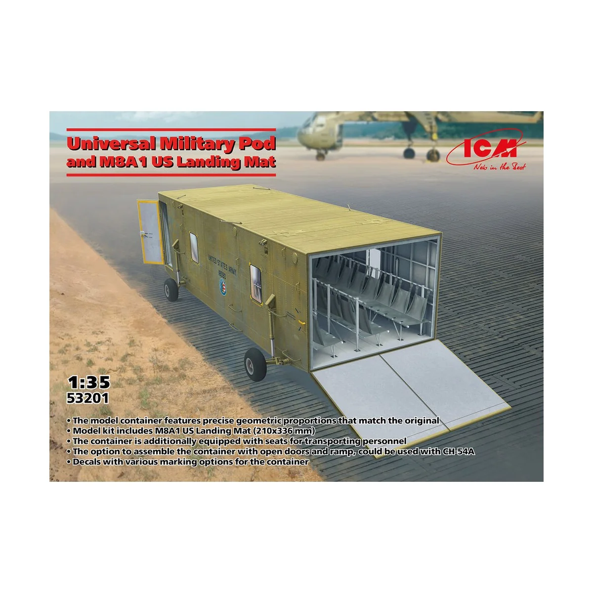 Universal Military Pod with M8A1 US Landing Mat - ICM 53201