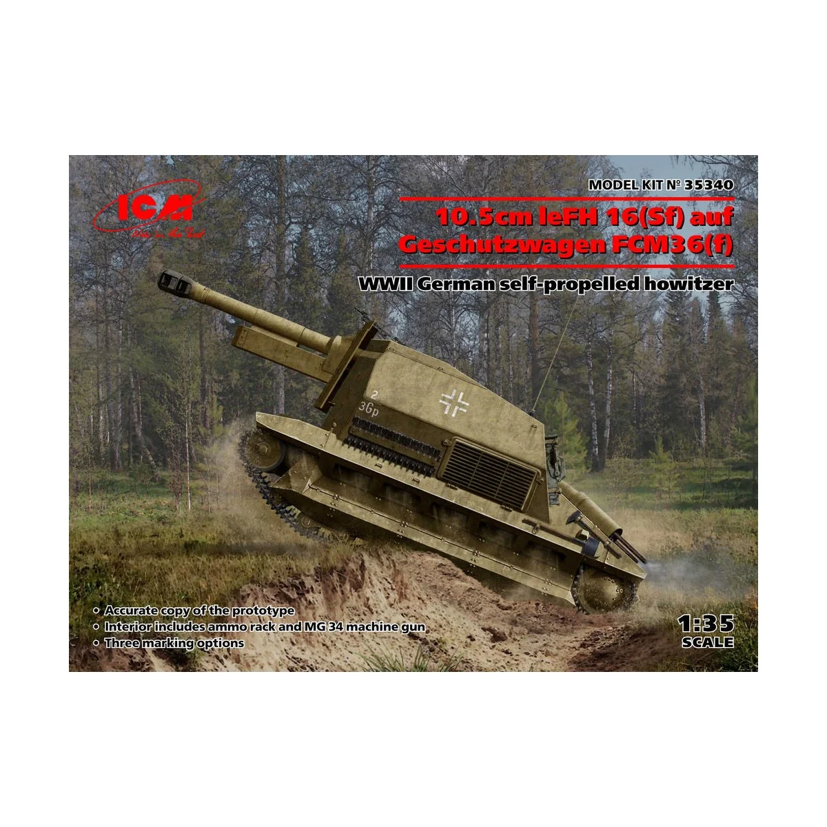 10.5cm leFH 16(Sf)auf Geschutzwagen FCM36(f),WWII German self-prope...