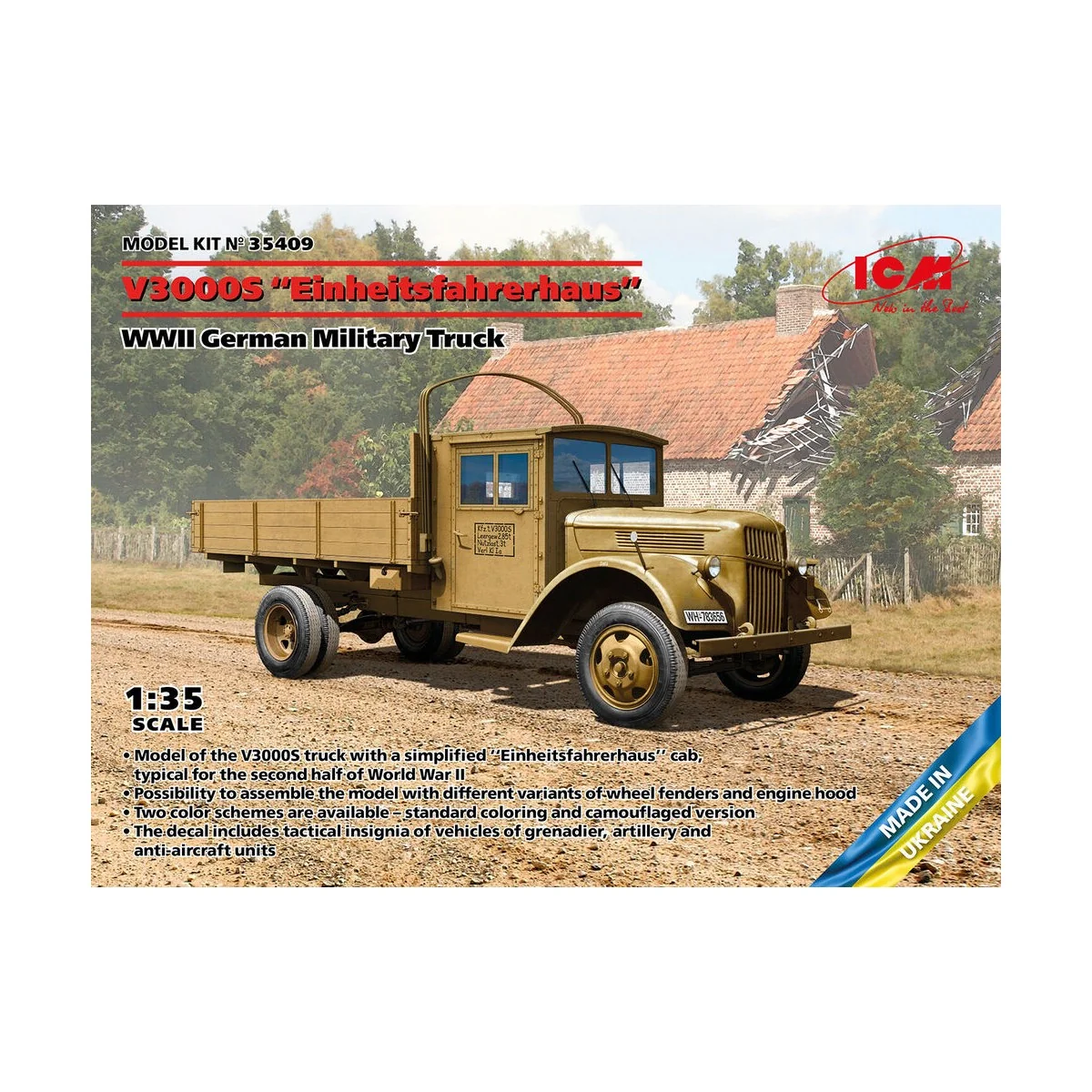 V3000S Einheitsfahrerhaus, WWII German Military Truck - ICM 35409