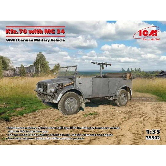 Kfz.70 with MG 34, WWII German Military Vehicle - ICM 35502