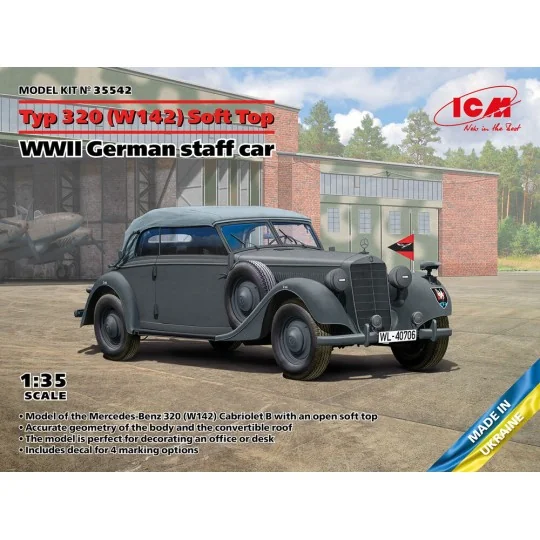 Typ 320 (W142) Cabriolet Soft Top, WWII German staff car, 1/35 - IC...