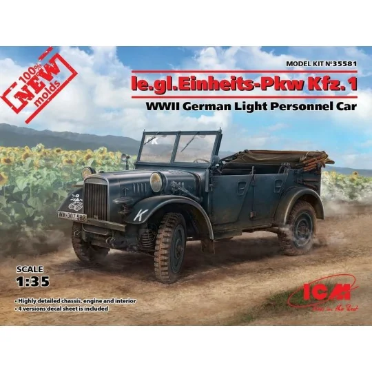 Ie.gl.PKW Kfz.1, WWII German Light Personnel Car, 1/35 - ICM 35581 Ie.gl.PKW Kfz.1, WWII German Light Personnel Car, 1/35 - ICM 35581
