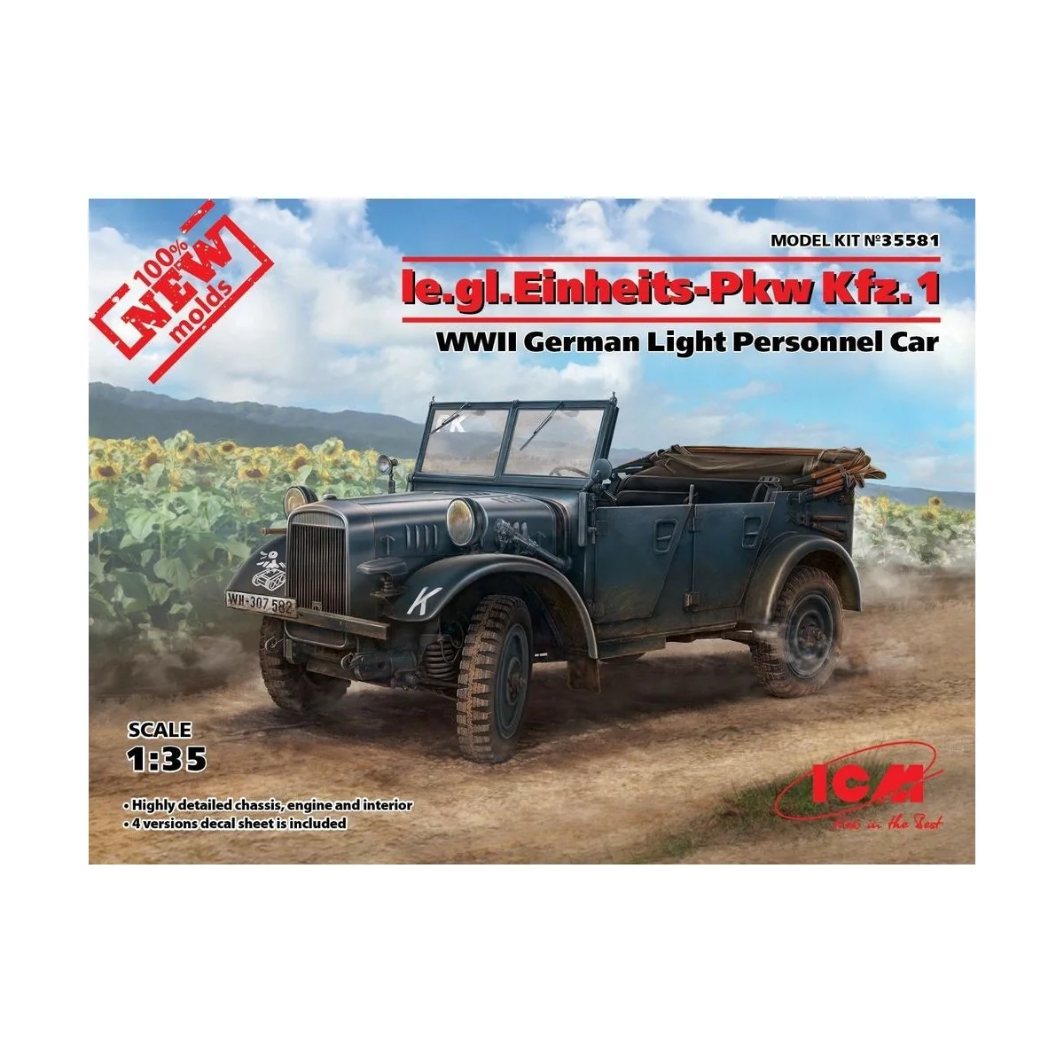 Ie.gl.PKW Kfz.1, WWII German Light Personnel Car, 1/35 - ICM 35581 Ie.gl.PKW Kfz.1, WWII German Light Personnel Car, 1/35 - ICM 35581